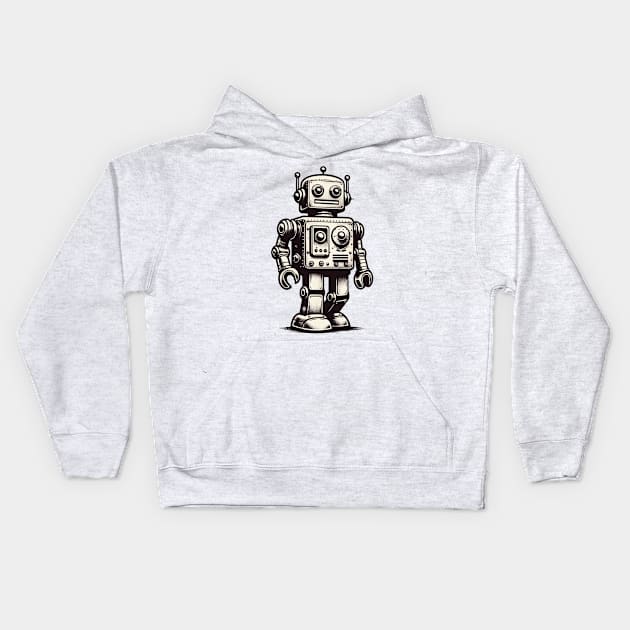 vintage retro robot Kids Hoodie by newLedger